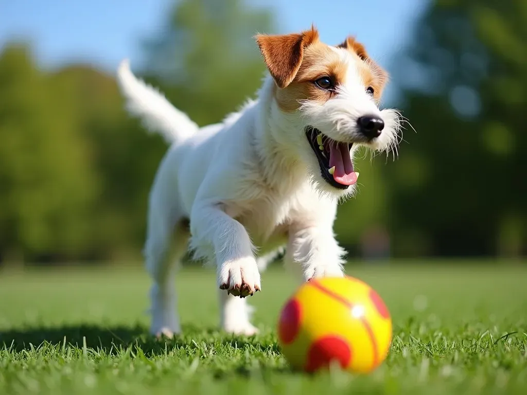 Fox Terrier pelo liso jugando