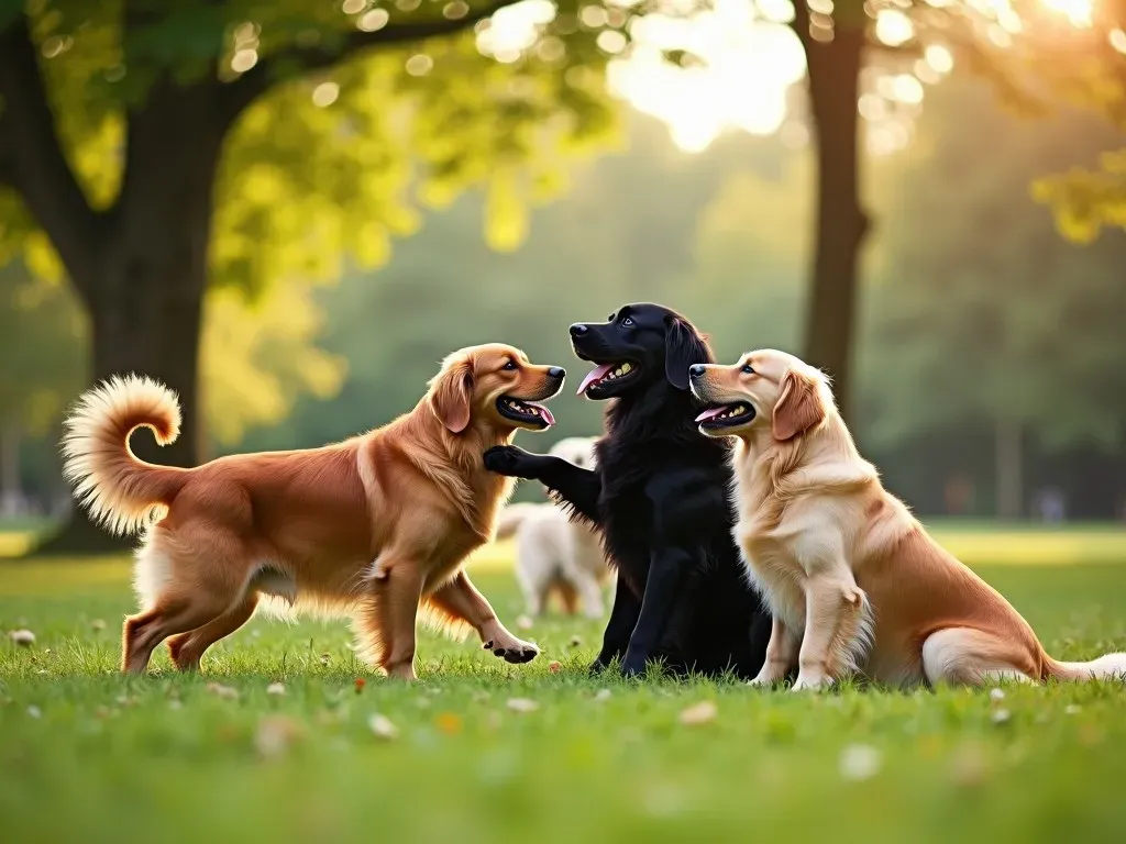 Golden Retriever Negros en parque