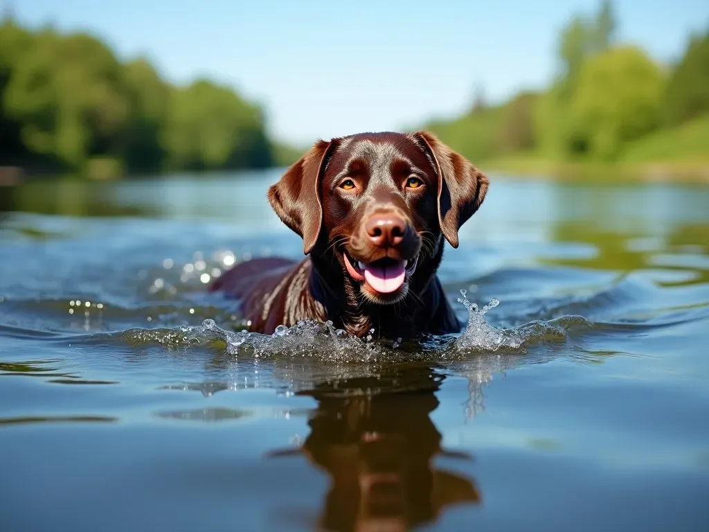 Labrador Chocolate nadando