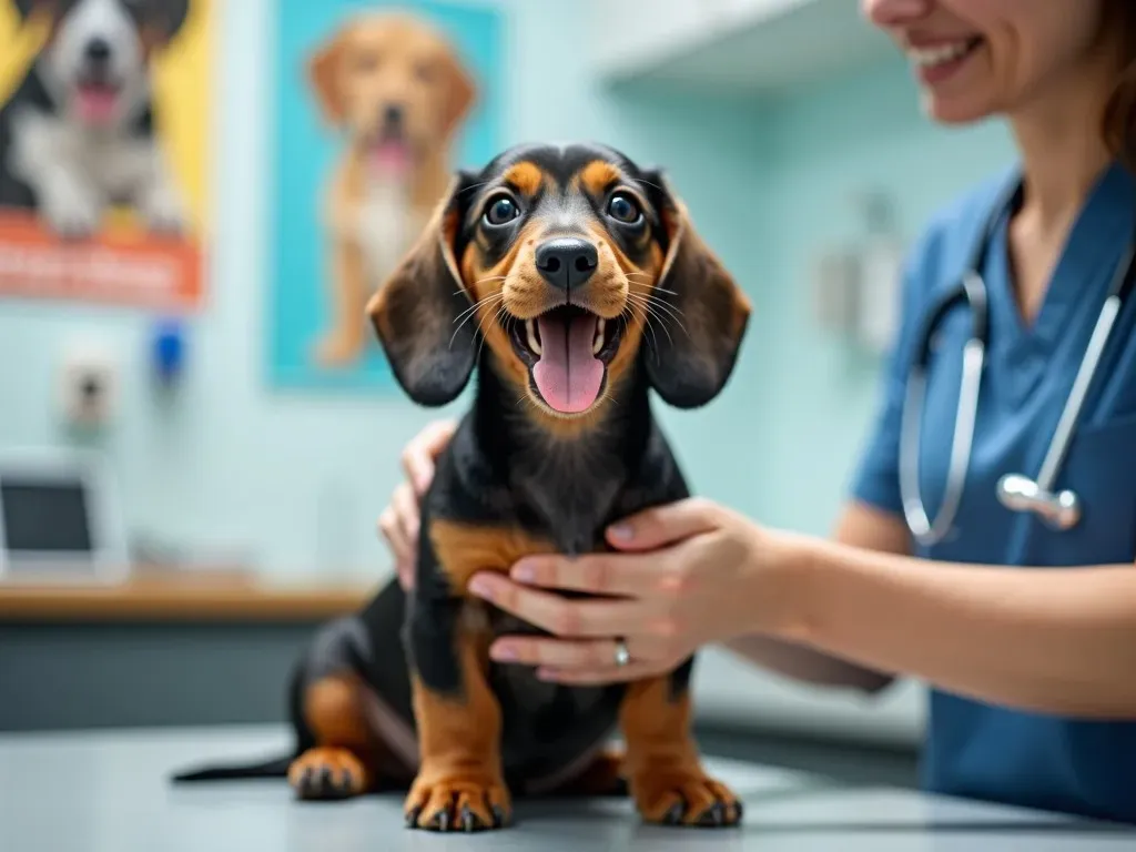 cachorro teckel en el veterinario